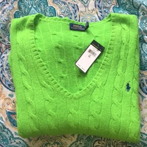 NWT POLO Ralph Lauren Sz XL Lime Green Sweater
